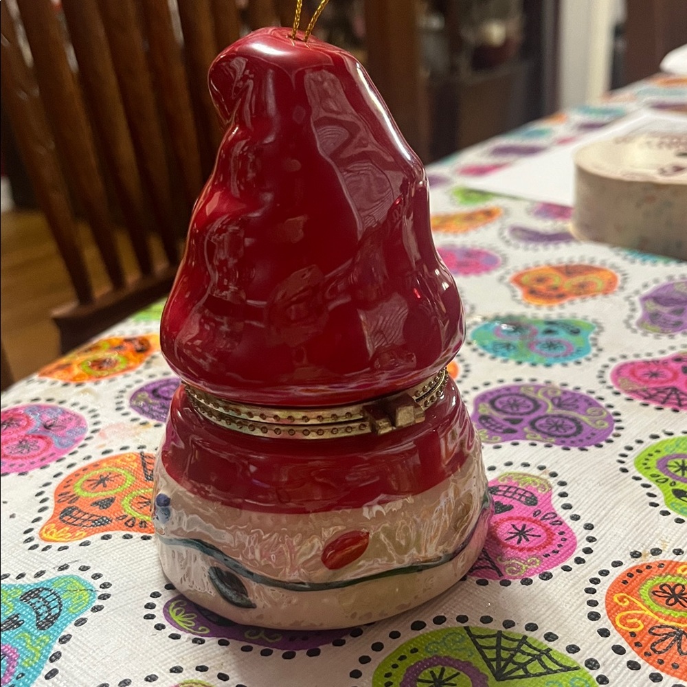 Mr. Christmas Porcelain Hinged Music Box Ornament Animated Motion Holiday Santa